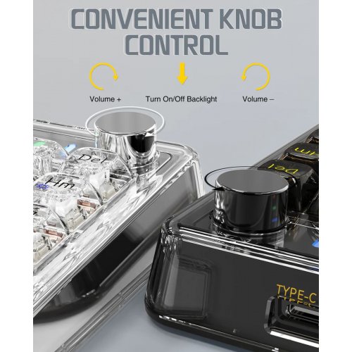 Купить Клавиатура Attack Shark K75 Pro RGB Linear Switch (AS-6972792470351-PRO-TB) Transparent Black - цена в Харькове, Киеве, Днепре, Одессе
в интернет-магазине Telemart фото
