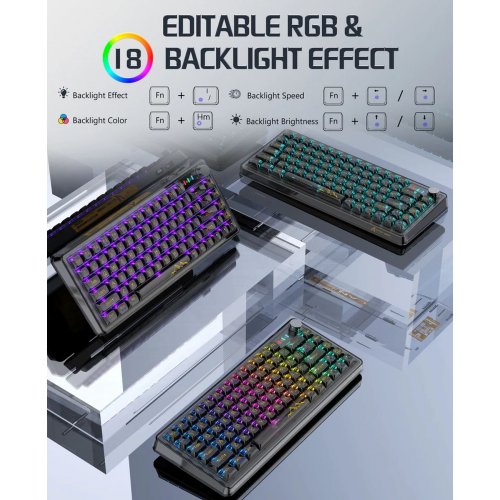 Купить Клавиатура Attack Shark K75 Pro RGB Linear Switch (AS-6972792470351-PRO-TB) Transparent Black - цена в Харькове, Киеве, Днепре, Одессе
в интернет-магазине Telemart фото