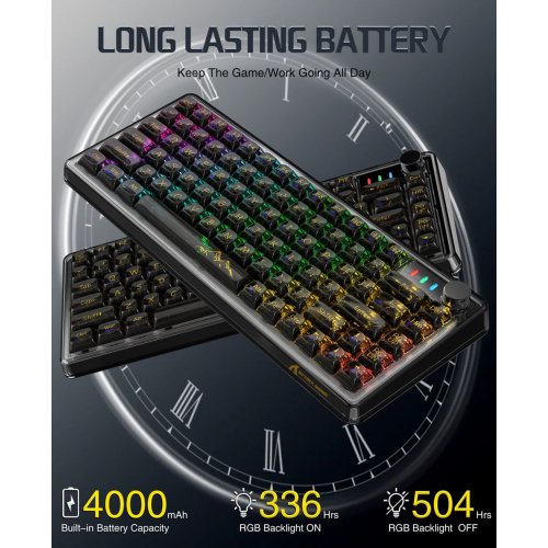 Купить Клавиатура Attack Shark K75 Pro RGB Linear Switch (AS-6972792470351-PRO-TB) Transparent Black - цена в Харькове, Киеве, Днепре, Одессе
в интернет-магазине Telemart фото