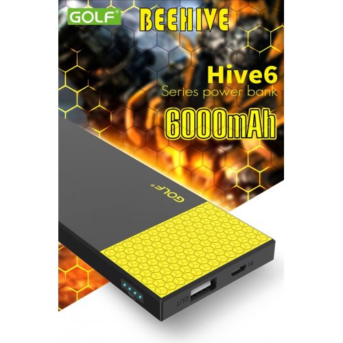 Купить Powerbank Golf Hive6 6000 mAh Black/Yellow - цена в Харькове, Киеве, Днепре, Одессе
в интернет-магазине Telemart фото