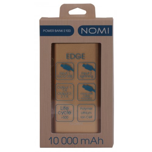 Купити Powerbank Nomi E100 10000mAh Gold - ціна в Києві, Львові, Вінниці, Хмельницькому, Франківську, Україні | інтернет-магазин TELEMART.UA фото
