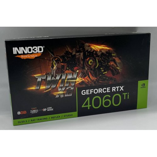 Відеокарта Inno3D GeForce RTX 4060 Ti TWIN X2 8192MB (N406T2-08D6-171153N) (Відновлено продавцем, 754410) купити з перевіркою сумісності: огляд, характеристики, ціна у Києві, Львові, Вінниці, Хмельницькому, Івано-Франківську, Україні | інтернет-магазин TELEMART.UA фото