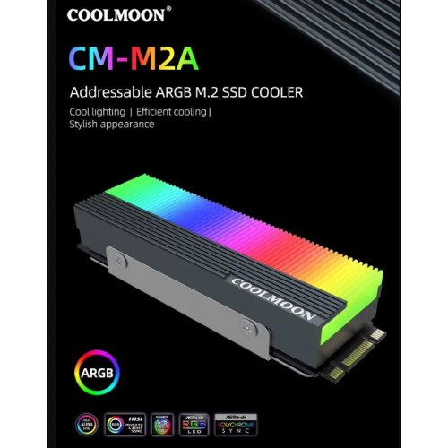 Купить Радиатор Coolmoon M2A ARGB M.2 SSD Radiator Black - цена в Харькове, Киеве, Днепре, Одессе
в интернет-магазине Telemart фото
