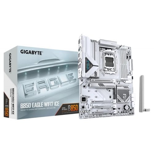 Купить Материнская плата Gigabyte B850 EAGLE WIFI7 ICE (sAM5, AMD B850) с проверкой совместимости: обзор, характеристики, цена в Киеве, Днепре, Одессе, Харькове, Украине | интернет-магазин TELEMART.UA фото