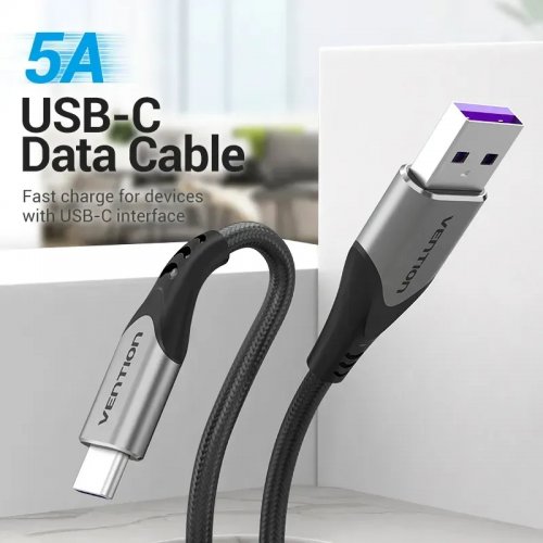 Купити Кабель Vention USB Type-C to USB 2.0 2m (COFHH) Black - ціна в Києві, Львові, Вінниці, Хмельницькому, Франківську, Україні | інтернет-магазин TELEMART.UA фото