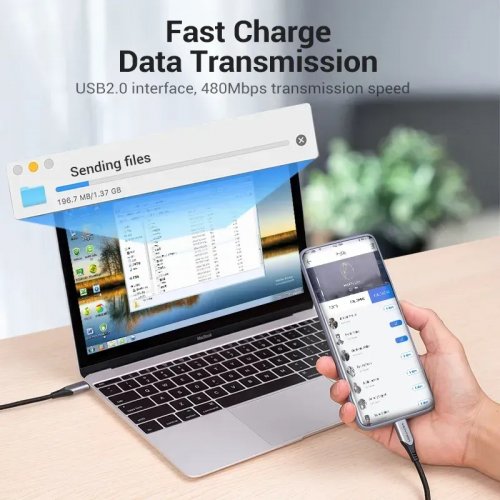 Купити Кабель Vention USB Type-C to USB 2.0 2m (COFHH) Black - ціна в Києві, Львові, Вінниці, Хмельницькому, Франківську, Україні | інтернет-магазин TELEMART.UA фото