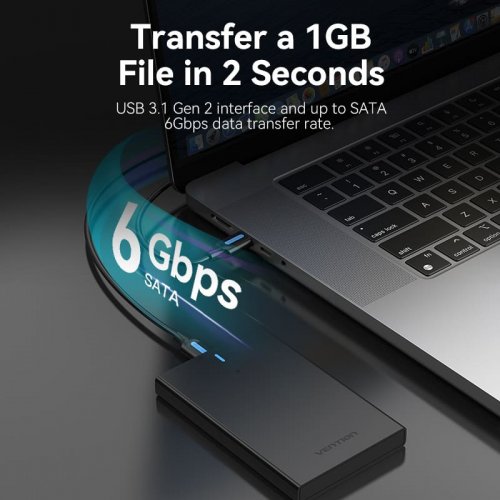 Купити Зовнішня кишеня Vention 2.5" SATA - USB Type-C 3.1 Gen 2 (KPBB0) Black - ціна в Києві, Львові, Вінниці, Хмельницькому, Франківську, Україні | інтернет-магазин TELEMART.UA фото