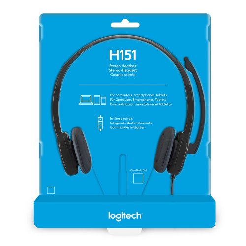 Купити Навушники Logitech H151 Stereo Headset (L981-000589) Black - ціна в Києві, Львові, Вінниці, Хмельницькому, Франківську, Україні | інтернет-магазин TELEMART.UA фото