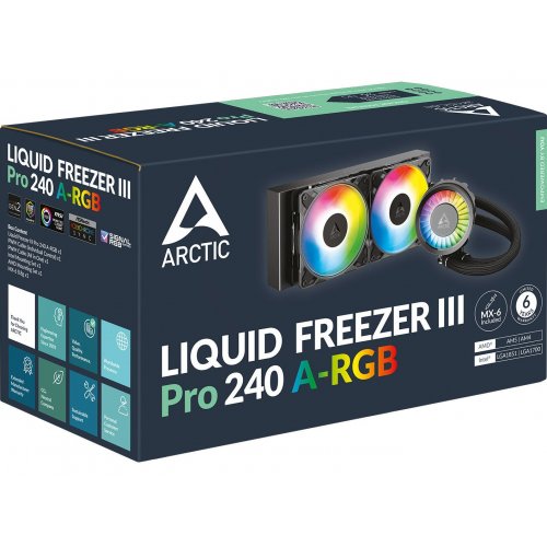 Готова СВО Arctic Liquid Freezer III Pro 240 A-RGB (ACFRE00182A) Black купити з перевіркою сумісності: огляд, характеристики, ціна у Києві, Львові, Вінниці, Хмельницькому, Івано-Франківську, Україні | інтернет-магазин TELEMART.UA фото
