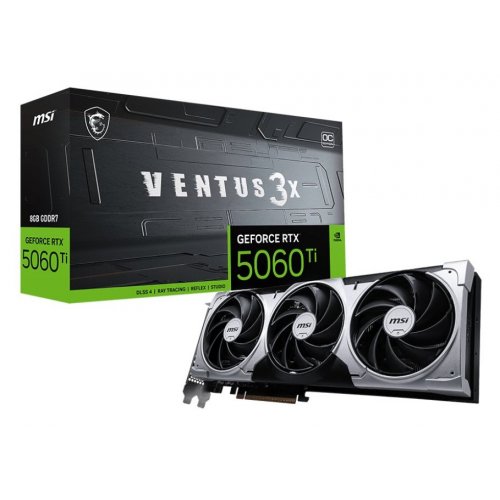 Купить Видеокарта MSI GeForce RTX 5060 Ti VENTUS 3X OC 8192MB (RTX 5060 Ti 8G VENTUS 3X OC) с проверкой совместимости: обзор, характеристики, цена в Киеве, Днепре, Одессе, Харькове, Украине | интернет-магазин TELEMART.UA фото