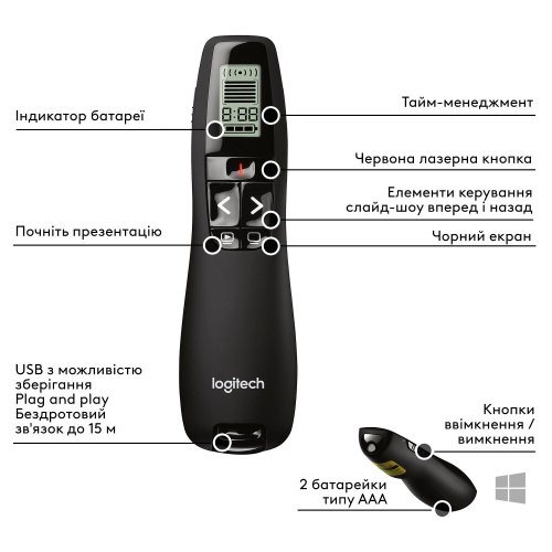 Миша Logitech R700 (910-003506) Black купити в Україні: Київ, Львів, Хмельницький, Тернопіль, Івано-Франківськ | Низька ціна, відгуки, характеристики від TELEMART фото