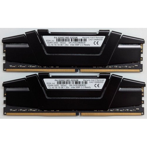 Купить Озу G.Skill DDR4 32GB (2x16GB) 3200Mhz Ripjaws V (F4-3200C16D-32GVK) (Восстановлено продавцом, 757591) с проверкой совместимости: обзор, характеристики, цена в Киеве, Днепре, Одессе, Харькове, Украине | интернет-магазин TELEMART.UA фото
