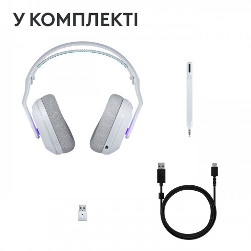 Купити Навушники Logitech G522 Lightspeed Wireless (981-001550) White - ціна в Києві, Львові, Вінниці, Хмельницькому, Франківську, Україні | інтернет-магазин TELEMART.UA фото