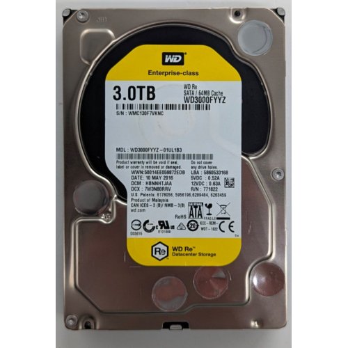 Купить Жесткий диск Western Digital RE 3TB 64MB 3.5" (WD3000FYYZ) (Восстановлено продавцом, 759540) с проверкой совместимости: обзор, характеристики, цена в Киеве, Днепре, Одессе, Харькове, Украине | интернет-магазин TELEMART.UA фото