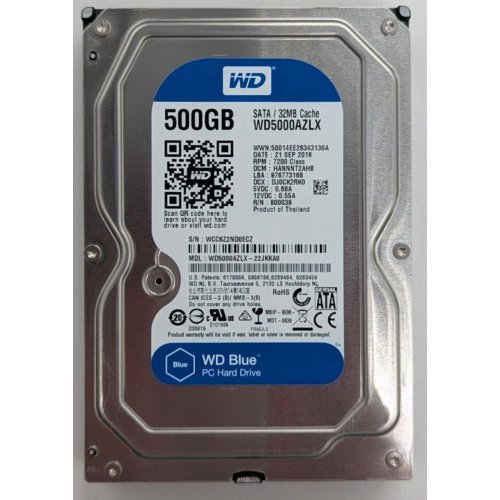 Купить Жесткий диск Western Digital Blue 500GB 32MB 3.5" (WD5000AZLX) (Восстановлено продавцом, 759545) с проверкой совместимости: обзор, характеристики, цена в Киеве, Днепре, Одессе, Харькове, Украине | интернет-магазин TELEMART.UA фото