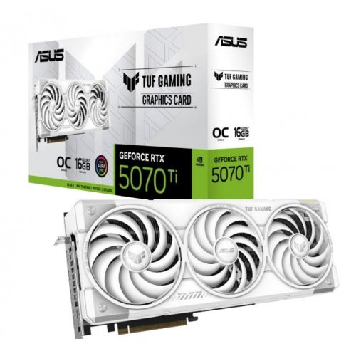 Фото Видеокарта Asus TUF Gaming GeForce RTX 5070 Ti White OC 16384MB (TUF-RTX5070TI-O16G-WHITE-GAMING)