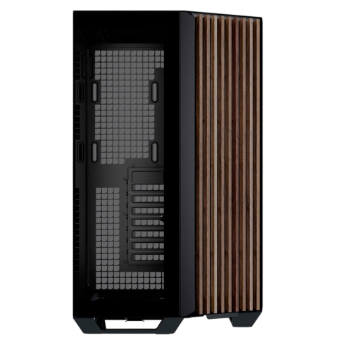 Корпус APNX V1-W Tempered Glass без БЖ (APCM-VI01103.11) Black/Wood купити з перевіркою сумісності: огляд, характеристики, ціна у Києві, Львові, Вінниці, Хмельницькому, Івано-Франківську, Україні | інтернет-магазин TELEMART.UA фото