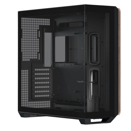 Корпус APNX V1-W Tempered Glass без БЖ (APCM-VI01103.11) Black/Wood купити з перевіркою сумісності: огляд, характеристики, ціна у Києві, Львові, Вінниці, Хмельницькому, Івано-Франківську, Україні | інтернет-магазин TELEMART.UA фото