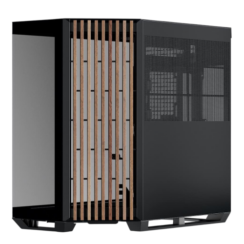 Корпус APNX V1-W Tempered Glass без БЖ (APCM-VI01103.11) Black/Wood купити з перевіркою сумісності: огляд, характеристики, ціна у Києві, Львові, Вінниці, Хмельницькому, Івано-Франківську, Україні | інтернет-магазин TELEMART.UA фото