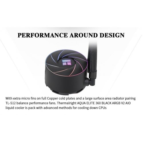 Готова СВО Thermalright Aqua Elite 360 ARGB V2 Black купити з перевіркою сумісності: огляд, характеристики, ціна у Києві, Львові, Вінниці, Хмельницькому, Івано-Франківську, Україні | інтернет-магазин TELEMART.UA фото