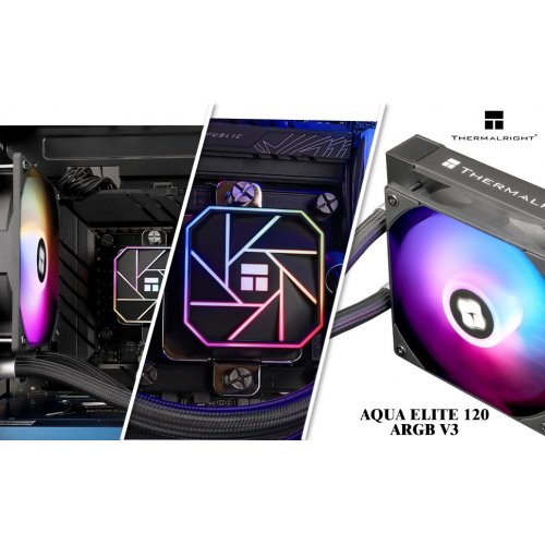 Купить Готовая СВО Thermalright Aqua Elite 120 ARGB V3 Black с проверкой совместимости: обзор, характеристики, цена в Киеве, Днепре, Одессе, Харькове, Украине | интернет-магазин TELEMART.UA фото