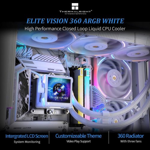 Купить Готовая СВО Thermalright Elite Vision 360 ARGB White с проверкой совместимости: обзор, характеристики, цена в Киеве, Днепре, Одессе, Харькове, Украине | интернет-магазин TELEMART.UA фото