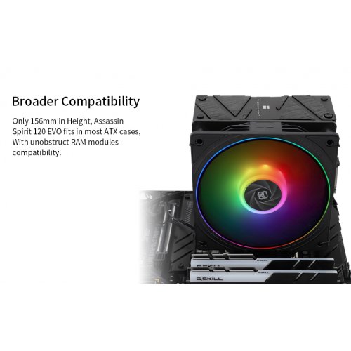 Кулер Thermalright Assassin Spirit 120 Evo Black купити з перевіркою сумісності: огляд, характеристики, ціна у Києві, Львові, Вінниці, Хмельницькому, Івано-Франківську, Україні | інтернет-магазин TELEMART.UA фото