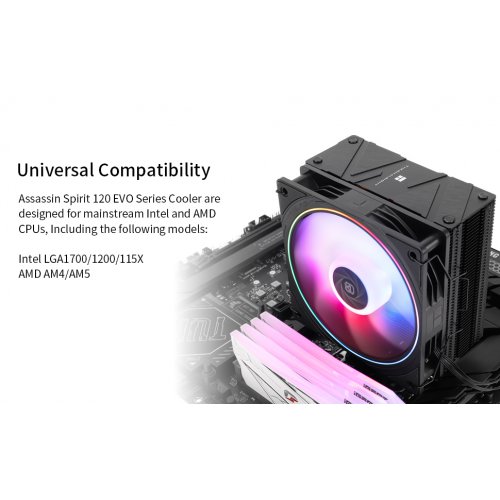 Кулер Thermalright Assassin Spirit 120 Evo Black купити з перевіркою сумісності: огляд, характеристики, ціна у Києві, Львові, Вінниці, Хмельницькому, Івано-Франківську, Україні | інтернет-магазин TELEMART.UA фото