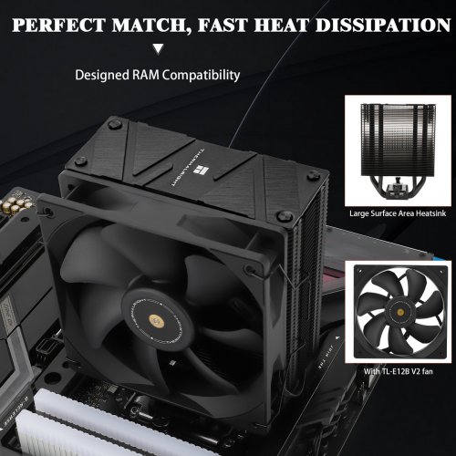 Кулер Thermalright Assassin Spirit 120 Evo Dark купити з перевіркою сумісності: огляд, характеристики, ціна у Києві, Львові, Вінниці, Хмельницькому, Івано-Франківську, Україні | інтернет-магазин TELEMART.UA фото