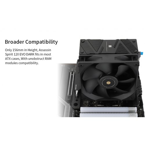 Кулер Thermalright Assassin Spirit 120 Evo Dark купити з перевіркою сумісності: огляд, характеристики, ціна у Києві, Львові, Вінниці, Хмельницькому, Івано-Франківську, Україні | інтернет-магазин TELEMART.UA фото