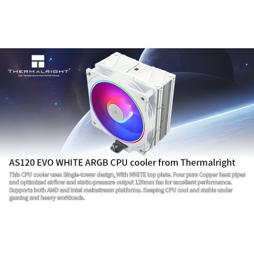 Купить Кулер Thermalright Assassin Spirit 120 Evo ARGB White с проверкой совместимости: обзор, характеристики, цена в Киеве, Днепре, Одессе, Харькове, Украине | интернет-магазин TELEMART.UA фото