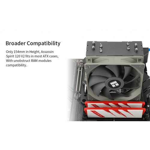 Кулер Thermalright Assassin Spirit 120 V2 купити з перевіркою сумісності: огляд, характеристики, ціна у Києві, Львові, Вінниці, Хмельницькому, Івано-Франківську, Україні | інтернет-магазин TELEMART.UA фото