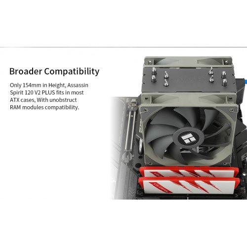 Купить Кулер Thermalright Assassin Spirit 120 V2 Plus с проверкой совместимости: обзор, характеристики, цена в Киеве, Днепре, Одессе, Харькове, Украине | интернет-магазин TELEMART.UA фото