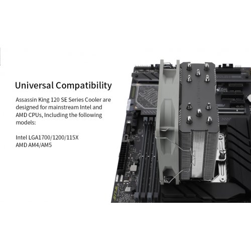 Кулер Thermalright Assassin King 120 SE купити з перевіркою сумісності: огляд, характеристики, ціна у Києві, Львові, Вінниці, Хмельницькому, Івано-Франківську, Україні | інтернет-магазин TELEMART.UA фото