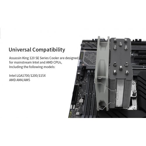 Купить Кулер Thermalright Assassin King 120 SE ARGB Grey с проверкой совместимости: обзор, характеристики, цена в Киеве, Днепре, Одессе, Харькове, Украине | интернет-магазин TELEMART.UA фото