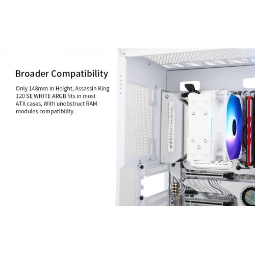 Купить Кулер Thermalright Assassin King 120 SE ARGB White с проверкой совместимости: обзор, характеристики, цена в Киеве, Днепре, Одессе, Харькове, Украине | интернет-магазин TELEMART.UA фото