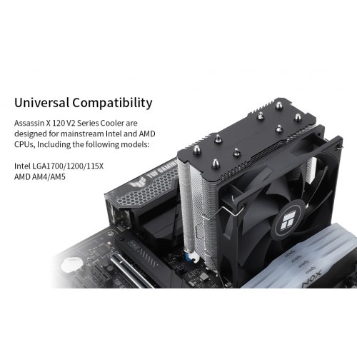 Кулер Thermalright Assassin X 120 V2 купити з перевіркою сумісності: огляд, характеристики, ціна у Києві, Львові, Вінниці, Хмельницькому, Івано-Франківську, Україні | інтернет-магазин TELEMART.UA фото