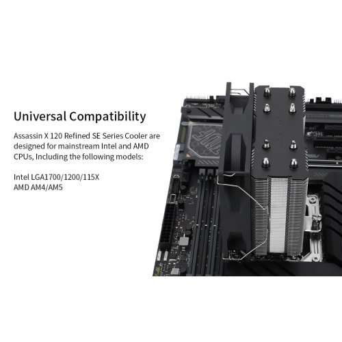 Кулер Thermalright Assassin X 120 Refined SE Black купити з перевіркою сумісності: огляд, характеристики, ціна у Києві, Львові, Вінниці, Хмельницькому, Івано-Франківську, Україні | інтернет-магазин TELEMART.UA фото