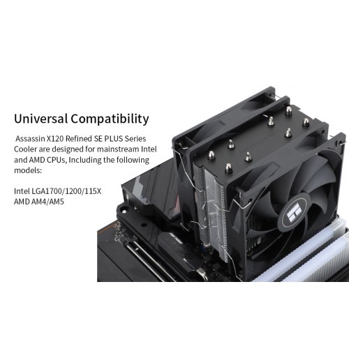 Кулер Thermalright Assassin X 120 Refined SE Plus купити з перевіркою сумісності: огляд, характеристики, ціна у Києві, Львові, Вінниці, Хмельницькому, Івано-Франківську, Україні | інтернет-магазин TELEMART.UA фото