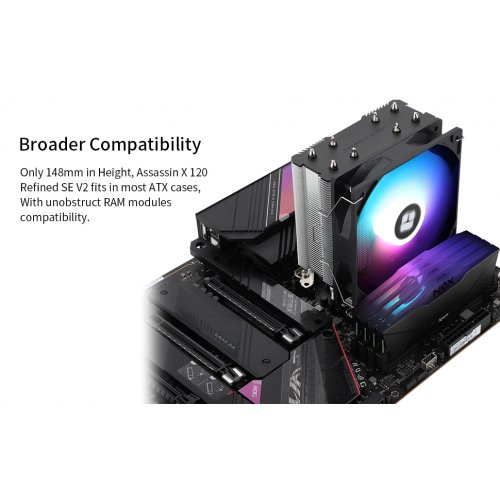 Кулер Thermalright Assassin X 120 Refined SE V2 купити з перевіркою сумісності: огляд, характеристики, ціна у Києві, Львові, Вінниці, Хмельницькому, Івано-Франківську, Україні | інтернет-магазин TELEMART.UA фото