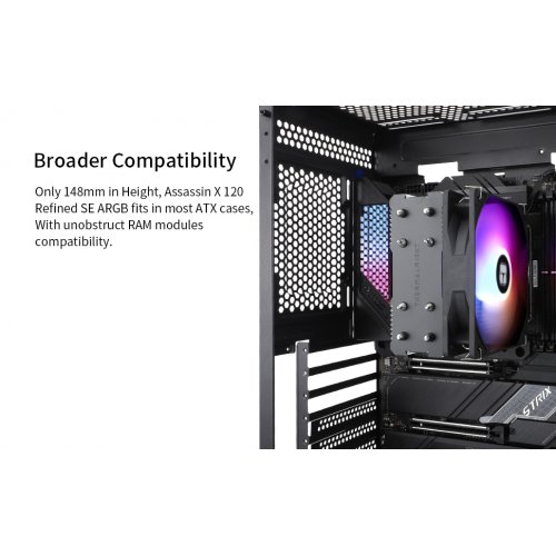 Кулер Thermalright Assassin X 120 Refined SE ARGB Black купити з перевіркою сумісності: огляд, характеристики, ціна у Києві, Львові, Вінниці, Хмельницькому, Івано-Франківську, Україні | інтернет-магазин TELEMART.UA фото