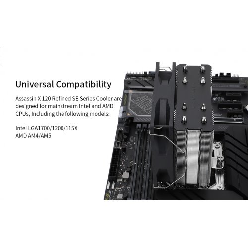 Кулер Thermalright Assassin X 120 Refined SE ARGB Black купити з перевіркою сумісності: огляд, характеристики, ціна у Києві, Львові, Вінниці, Хмельницькому, Івано-Франківську, Україні | інтернет-магазин TELEMART.UA фото