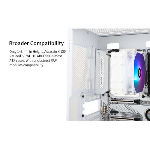 Купить Кулер Thermalright Assassin X 120 Refined SE ARGB White с проверкой совместимости: обзор, характеристики, цена в Киеве, Днепре, Одессе, Харькове, Украине | интернет-магазин TELEMART.UA фото