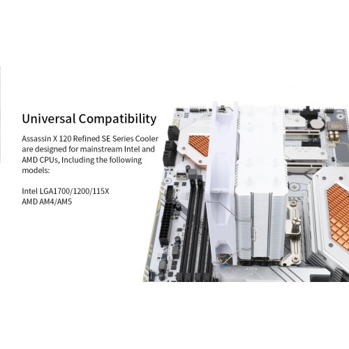 Купить Кулер Thermalright Assassin X 120 Refined SE ARGB White с проверкой совместимости: обзор, характеристики, цена в Киеве, Днепре, Одессе, Харькове, Украине | интернет-магазин TELEMART.UA фото