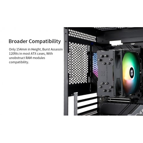 Купить Кулер Thermalright Burst Assassin 120 ARGB с проверкой совместимости: обзор, характеристики, цена в Киеве, Днепре, Одессе, Харькове, Украине | интернет-магазин TELEMART.UA фото