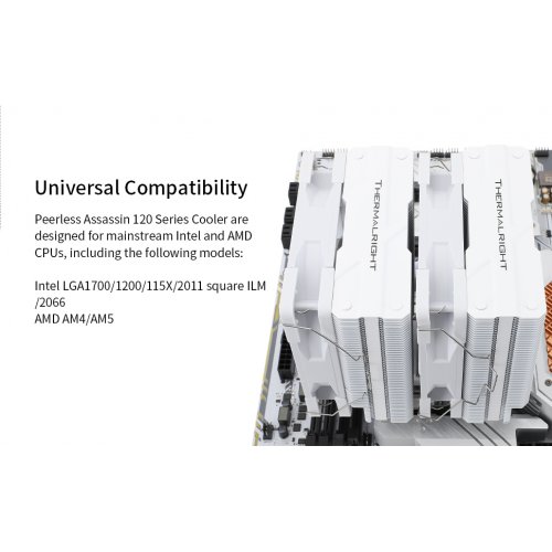 Кулер Thermalright Peerless Assassin 120 White купити з перевіркою сумісності: огляд, характеристики, ціна у Києві, Львові, Вінниці, Хмельницькому, Івано-Франківську, Україні | інтернет-магазин TELEMART.UA фото