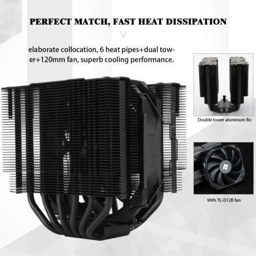 Кулер Thermalright Peerless Assassin 120 Mini Black купити з перевіркою сумісності: огляд, характеристики, ціна у Києві, Львові, Вінниці, Хмельницькому, Івано-Франківську, Україні | інтернет-магазин TELEMART.UA фото