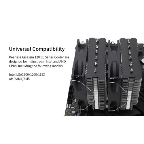 Кулер Thermalright Peerless Assassin 120 SE ARGB Black купити з перевіркою сумісності: огляд, характеристики, ціна у Києві, Львові, Вінниці, Хмельницькому, Івано-Франківську, Україні | інтернет-магазин TELEMART.UA фото