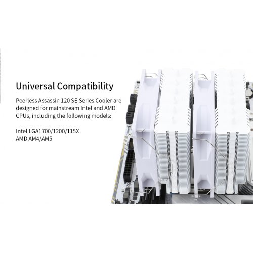 Кулер Thermalright Peerless Assassin 120 SE ARGB White купити з перевіркою сумісності: огляд, характеристики, ціна у Києві, Львові, Вінниці, Хмельницькому, Івано-Франківську, Україні | інтернет-магазин TELEMART.UA фото