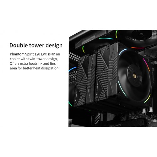 Кулер Thermalright Phantom Spirit 120 Evo купити з перевіркою сумісності: огляд, характеристики, ціна у Києві, Львові, Вінниці, Хмельницькому, Івано-Франківську, Україні | інтернет-магазин TELEMART.UA фото